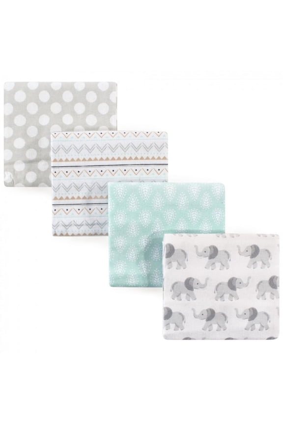 Unisex Baby Cotton Poly Flannel Receiving Blankets, Gray Elephant, One Size