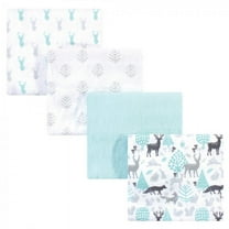 Hudson Baby Infant Cotton Flannel Receiving Blankets, Linocut Woodland, One Size