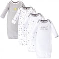 thumbnail image 1 of Hudson Baby Infant Cotton Long-Sleeve Gowns 4pk, Star And Moon, 0-6 Months, 1 of 5