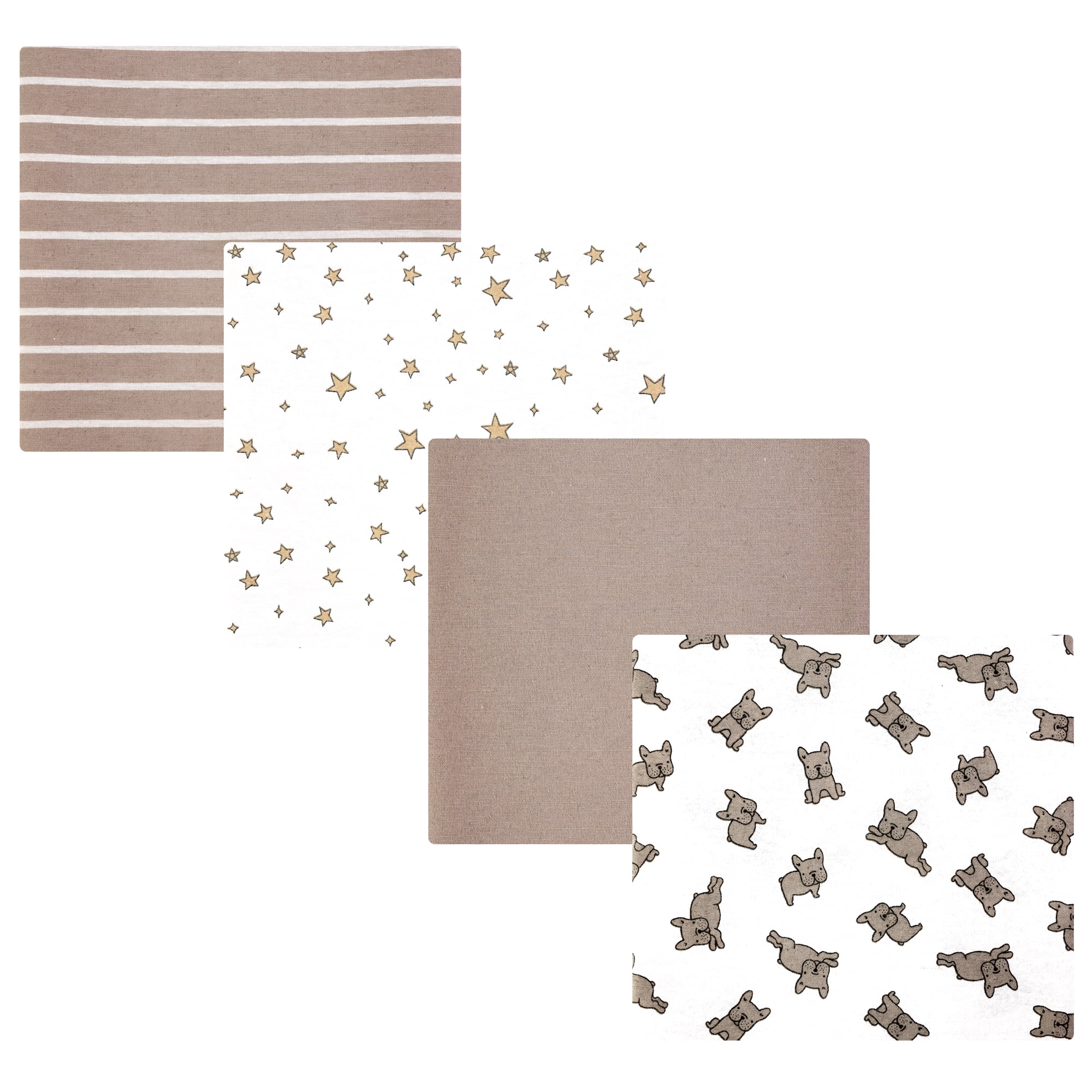 Hudson Baby Unisex Baby Cotton Poly Flannel Receiving Blankets, French Bulldog Stars, One Size