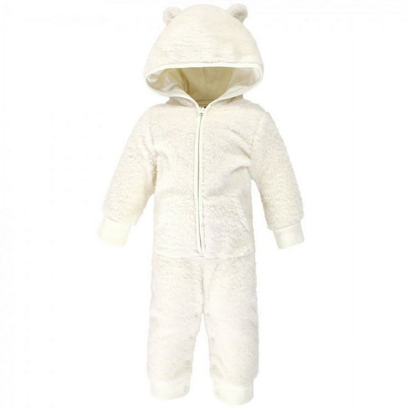 Hudson Baby Infant Fleece Jumpsuits, Coveralls, and Playsuits 1pk, Cream Bear, 12-18 Months