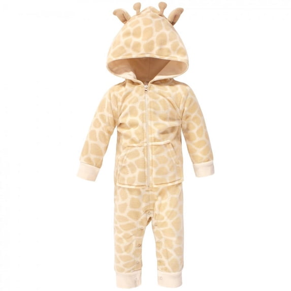 Hudson Baby Infant Fleece Jumpsuits, Coveralls, and Playsuits 1pk, Giraffe, 6-9 Months