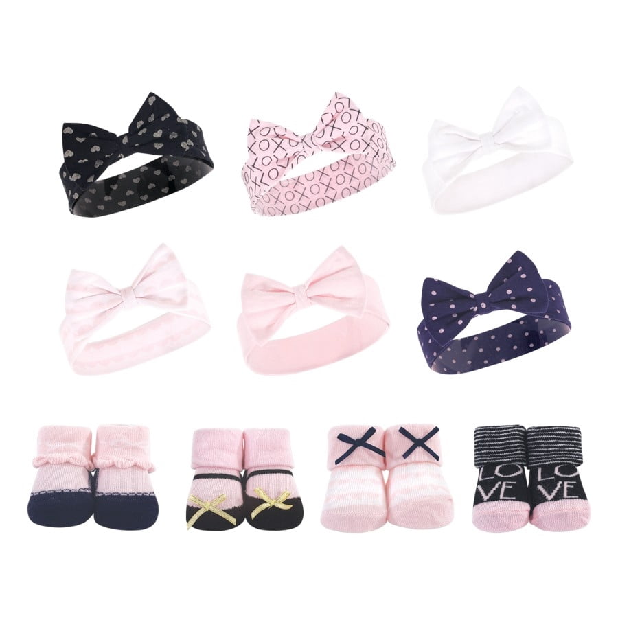 Hudson Baby Infant Girl 10Pc Headband and Socks Set, Pink  display picture 1
