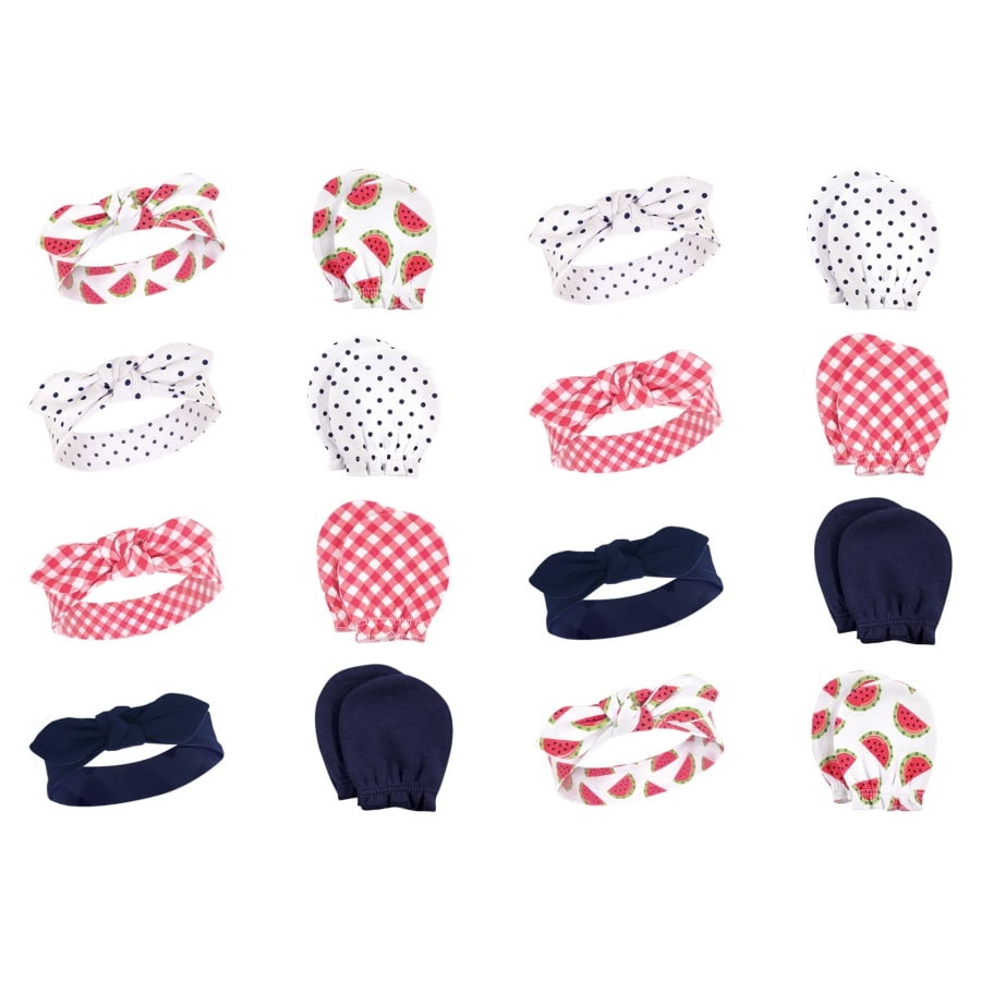 Hudson Baby Infant Girl 16Pc Headband and Scratch Mitten Set