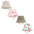 thumbnail image 1 of Hudson Baby Infant Girl 4Pc Sun Protection Hat, Blush Rose Leopard Mint Floral Leopard, 12-24 Months, 1 of 3