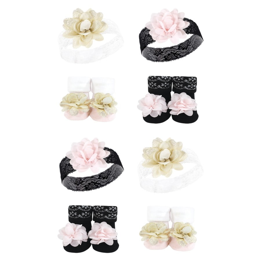 Hudson Baby Infant Girl 12Pc Headband and Scratch Mitten Set