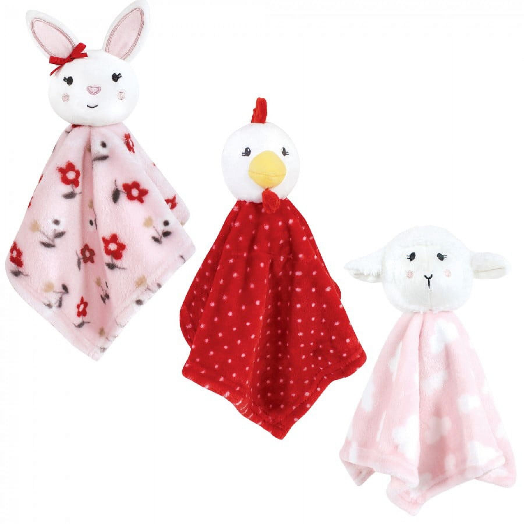 Hudson Baby Infant Girl Animal Face Security Blanket Bunny Fox One Size