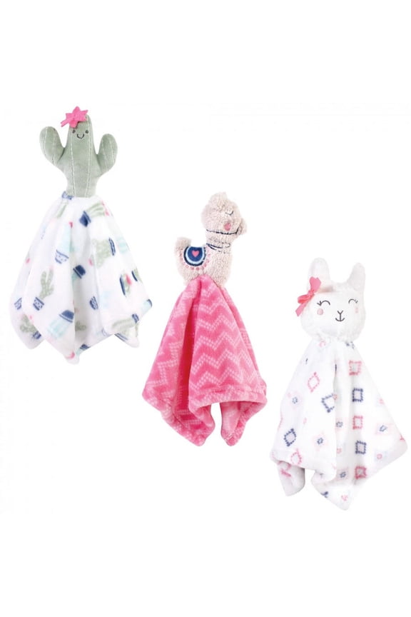 Infant Girl Animal Face Security Blanket, Llama, One Size