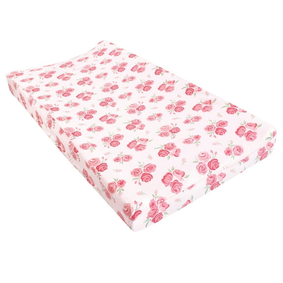 Hudson Baby Infant Girl Changing Pad Cover, Blush Rose, One Size