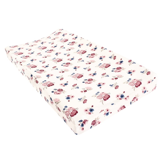Hudson Baby Infant Girl Changing Pad Cover, Dusty Rose Floral, One Size
