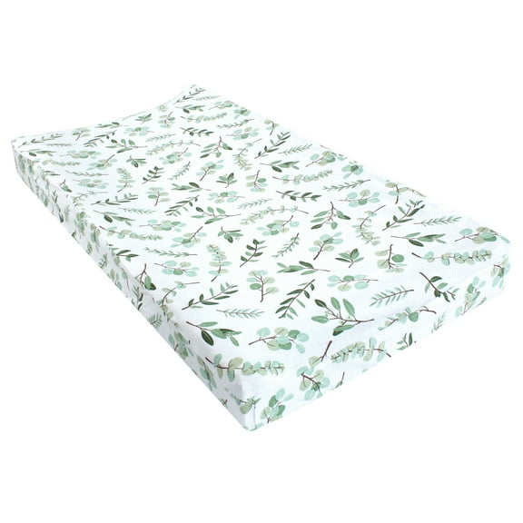 Hudson Baby Infant Girl Changing Pad Cover, Eucalyptus, One Size