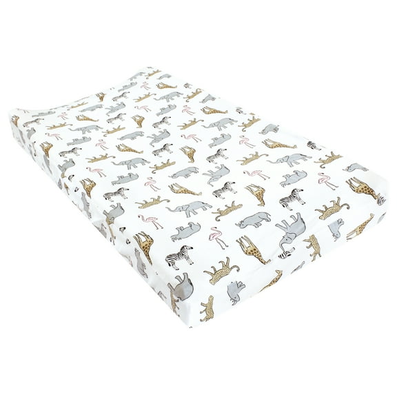 Hudson Baby Infant Girl Changing Pad Cover, Modern Pink Safari, One Size
