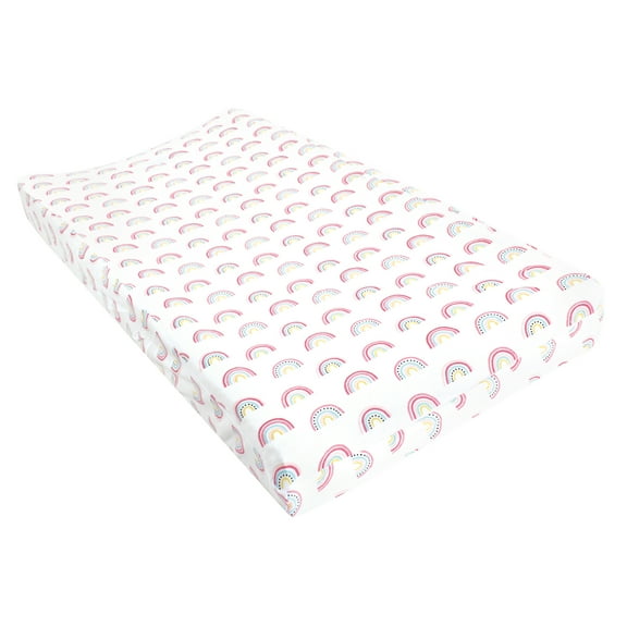 Hudson Baby Infant Girl Changing Pad Cover, Modern Rainbow, One Size