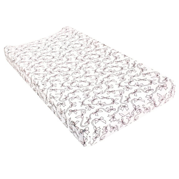 Hudson Baby Infant Girl Changing Pad Cover, Pink Bows, One Size