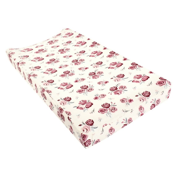 Hudson Baby Infant Girl Changing Pad Cover, Rose, One Size