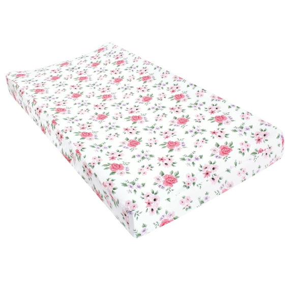 Hudson Baby Infant Girl Changing Pad Cover, Vintage Floral, One Size