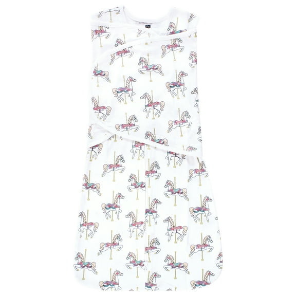 Hudson Baby Infant Girl Convertible Swaddle Sleep Sack, Carousel Horse, 3-9 Months