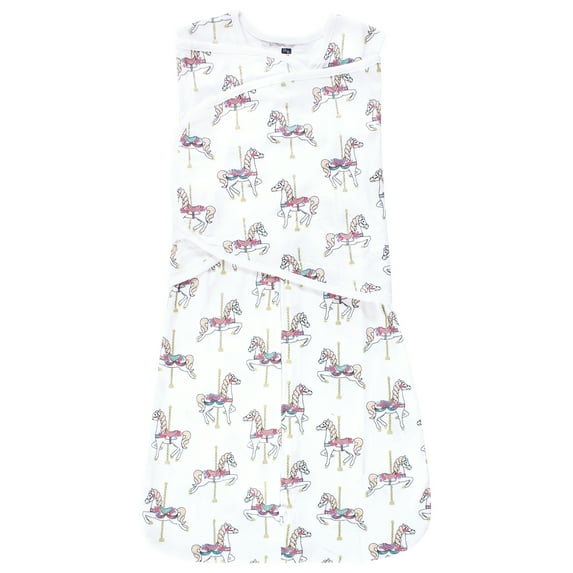 Hudson Baby Infant Girl Convertible Swaddle Sleep Sack, Carousel Horse, 3-9 Months