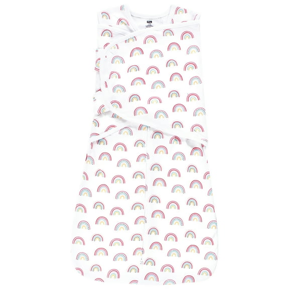 Hudson Baby Infant Girl Convertible Swaddle Sleep Sack, Modern Rainbow, 3-9 Months