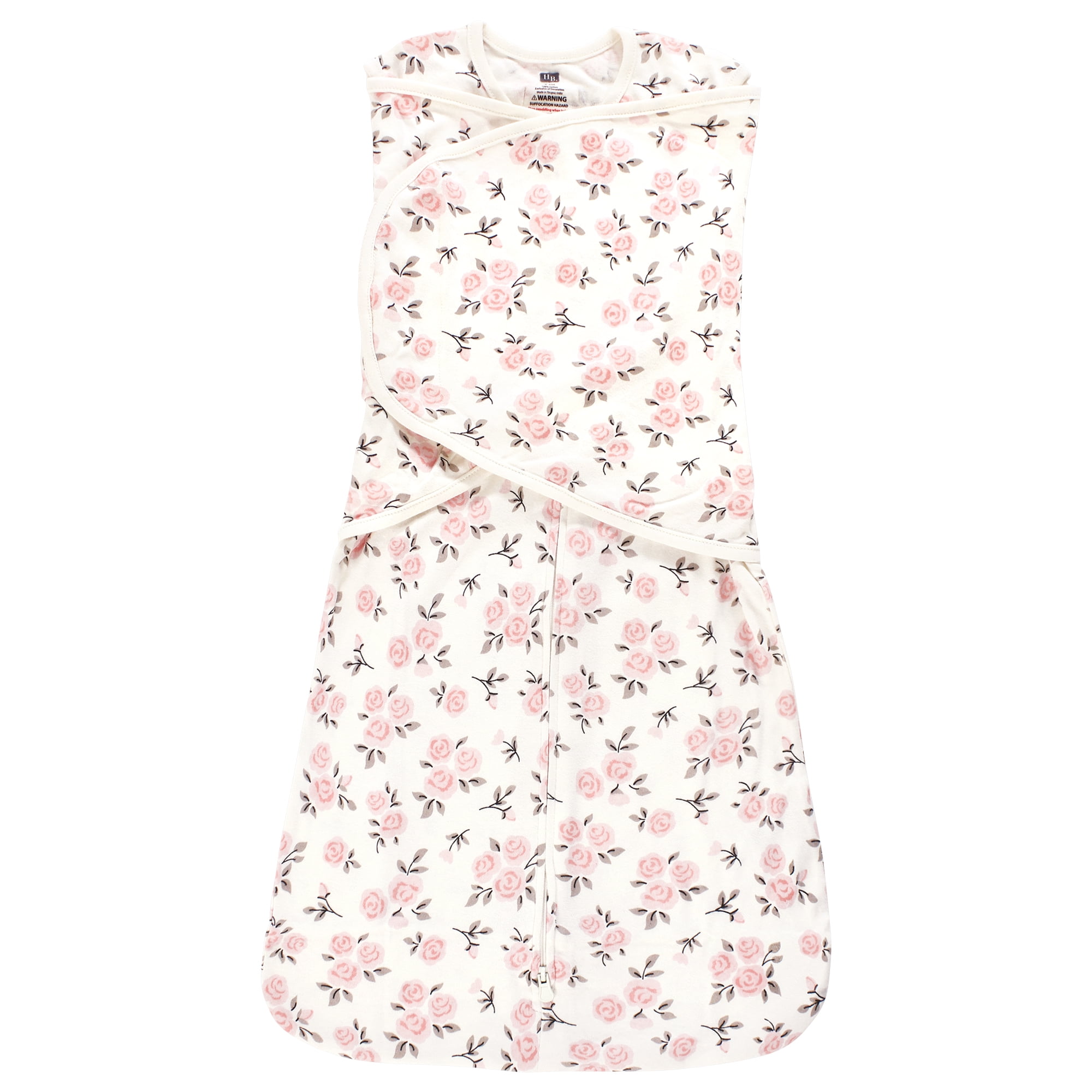 Hudson Baby Infant Girl Convertible Swaddle Sleep Sack, Neutral Pink Floral, 3-9 Months