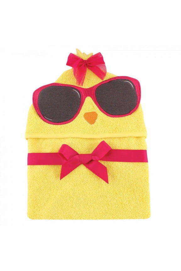 Infant Girl Cotton Animal Face Hooded Towel, Cool Chick, One Size