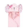 thumbnail image 1 of Hudson Baby Infant Girl Cotton Animal Face Hooded Towel, Floral Bunny, One Size, 1 of 2