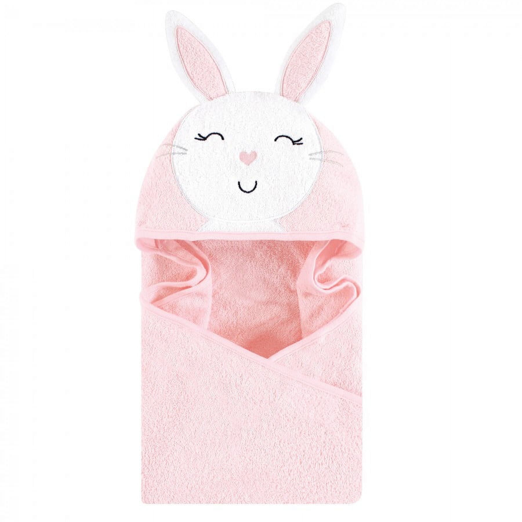 Pink Bunny Cotton Hooded Baby Bath Towel Set