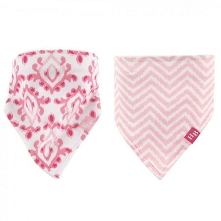 Hudson Baby Infant Girl Cotton Bandana Bibs 2pk, Ikat, One Size