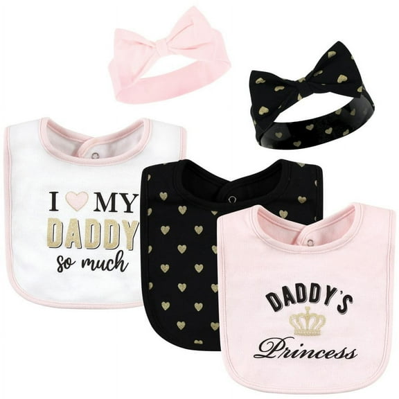 Hudson Baby Girl Machine Washable and Absorbent Cotton Baby Bib, Daddys Princess