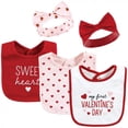 thumbnail image 1 of Hudson Baby Infant Girl Cotton Bib and Headband or Caps Set, Valentine Sweetheart, One Size, 1 of 5
