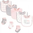 thumbnail image 1 of Hudson Baby Infant Girl Cotton Bib and Sock Set 8pk, Pink Elephant, 1 of 2