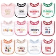 thumbnail image 1 of Hudson Baby Infant Girl Cotton Bibs 12pk, Holiday Bold Girl, One Size, 1 of 2