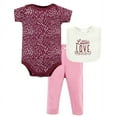thumbnail image 1 of Hudson Baby Infant Girl Cotton Bodysuit, Pant and Bib Set, Little Love Flowers, 6-9 Months, 1 of 5