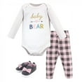 thumbnail image 1 of Hudson Baby Infant Girl Cotton Bodysuit, Pant and Shoe 3pc Set, Girl Baby Bear, 3-6 Months, 1 of 1