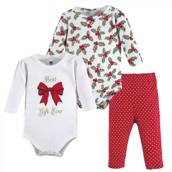 Hudson Baby Infant Girl Cotton Bodysuit and Pant Set, Best Gift, 0-3 Months