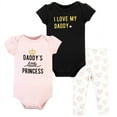 thumbnail image 1 of Hudson Baby Infant Girl Cotton Bodysuit and Pant Set, Daddys Little Princess Short Sleeve, 6-9 Months, 1 of 5