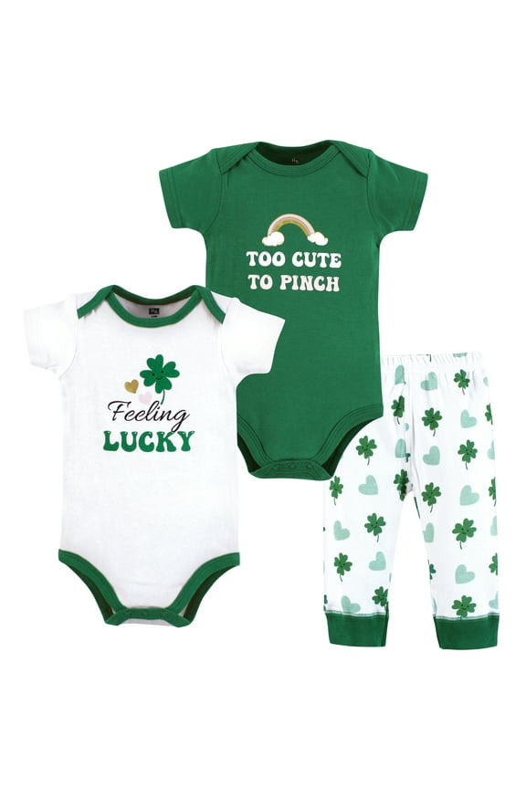 Infant Girl Cotton Bodysuit and Pant Set, Feeling Lucky, Preemie