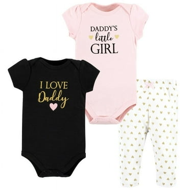 Hudson Baby Infant Girl Cotton Bodysuit and Pant Set, Girl Daddy, Preemie