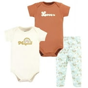 Hudson Baby Infant Girl Cotton Bodysuit and Pant Set, Magical Rainbow Short Sleeve, Preemie
