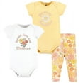 thumbnail image 1 of Hudson Baby Infant Girl Cotton Bodysuit and Pant Set, Peace Love Flowers Short Sleeve, 6-9 Months, 1 of 5