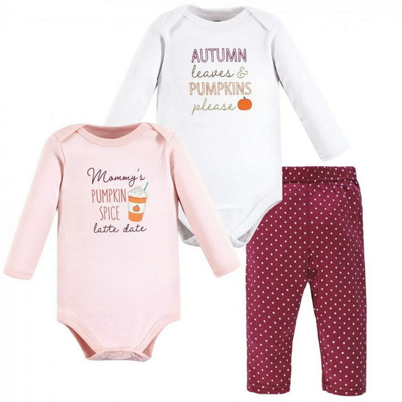 Hudson Baby Infant Girl Cotton Bodysuit and Pant Set, Pumpkin Spice Date, 0-3 Months