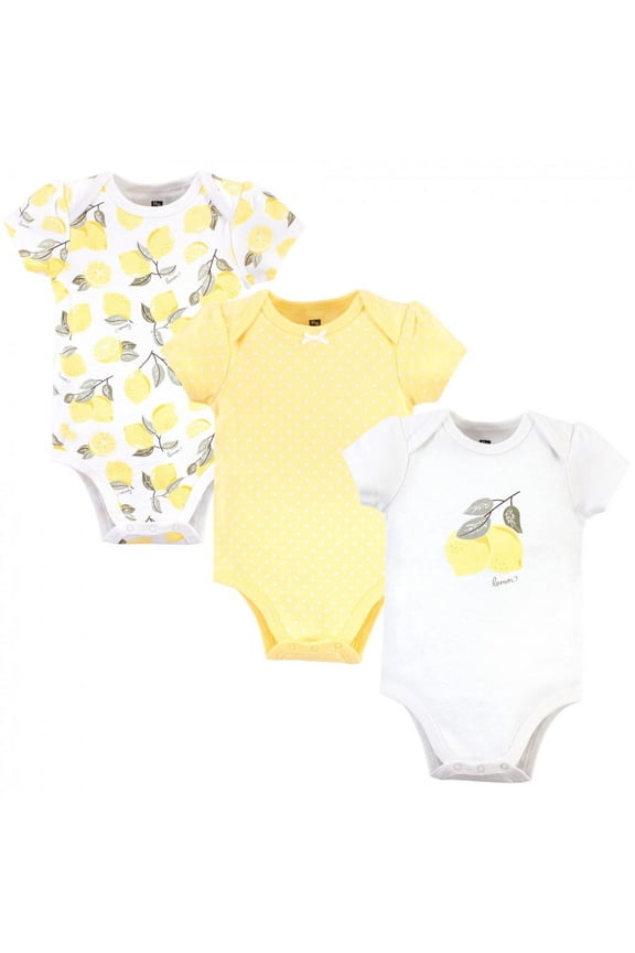 Infant Girl Cotton Bodysuits 3pk, Lemon, 18-24 Months