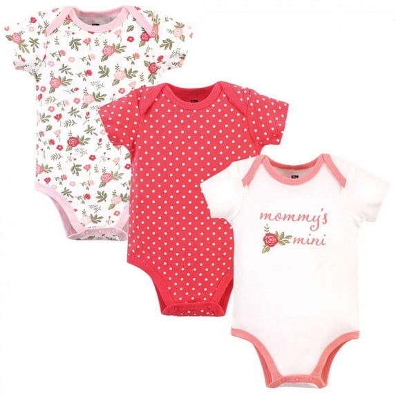 Hudson Baby Infant Girl Cotton Bodysuits 3pk, Mommys Mini, 12-18 Months