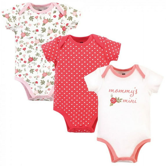 Hudson Baby Infant Girl Cotton Bodysuits 3pk, Mommys Mini, 9-12 Months