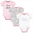 thumbnail image 1 of Hudson Baby Infant Girl Cotton Bodysuits 3pk, Whimsical Unicorn, 9-12 Months, 1 of 4