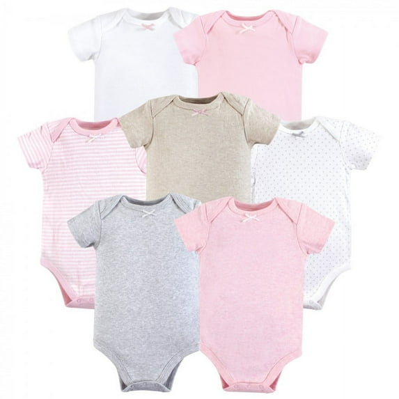 Hudson Baby Short Sleeve Bodysuits, 7-Pack, Newborn- 24 Months