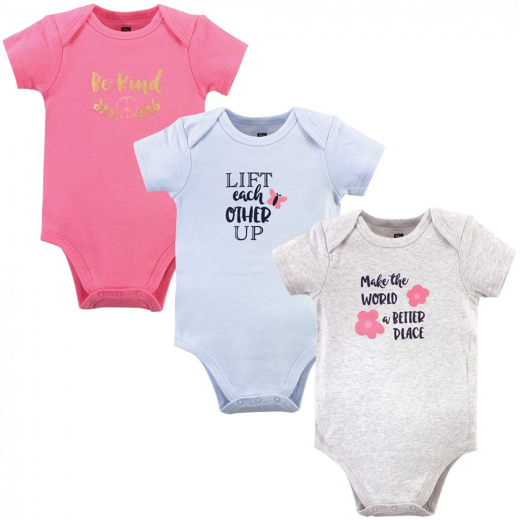 Hudson Baby Infant Girl Cotton Bodysuits, Be Kind Girl, 6-9 Months