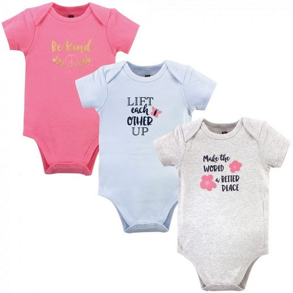 Hudson Baby Infant Girl Cotton Bodysuits, Be Kind Girl, 9-12 Months
