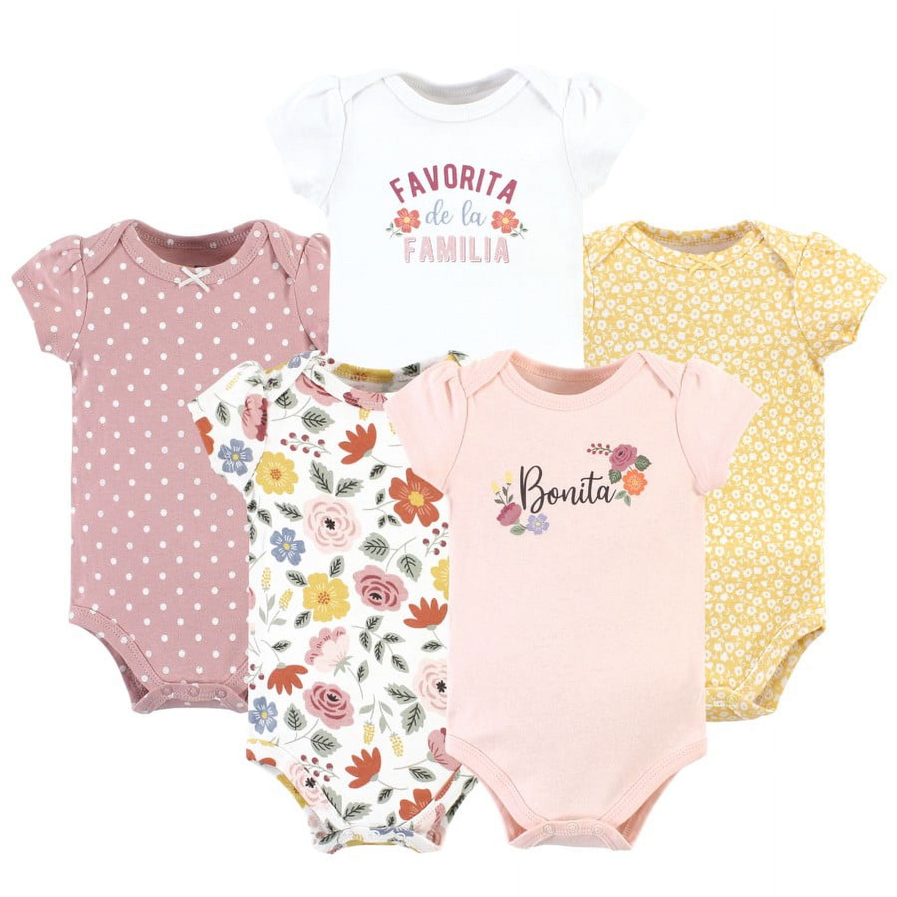 Hudson Baby Short Sleeve Bodysuits, 5-Pack, Newborn- 24 Months