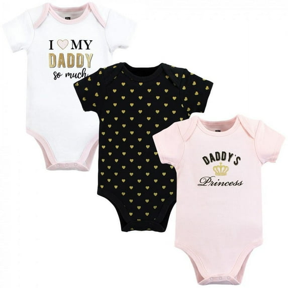 Hudson Baby Infant Girl Cotton Bodysuits, Daddys Princess, 12-18 Months